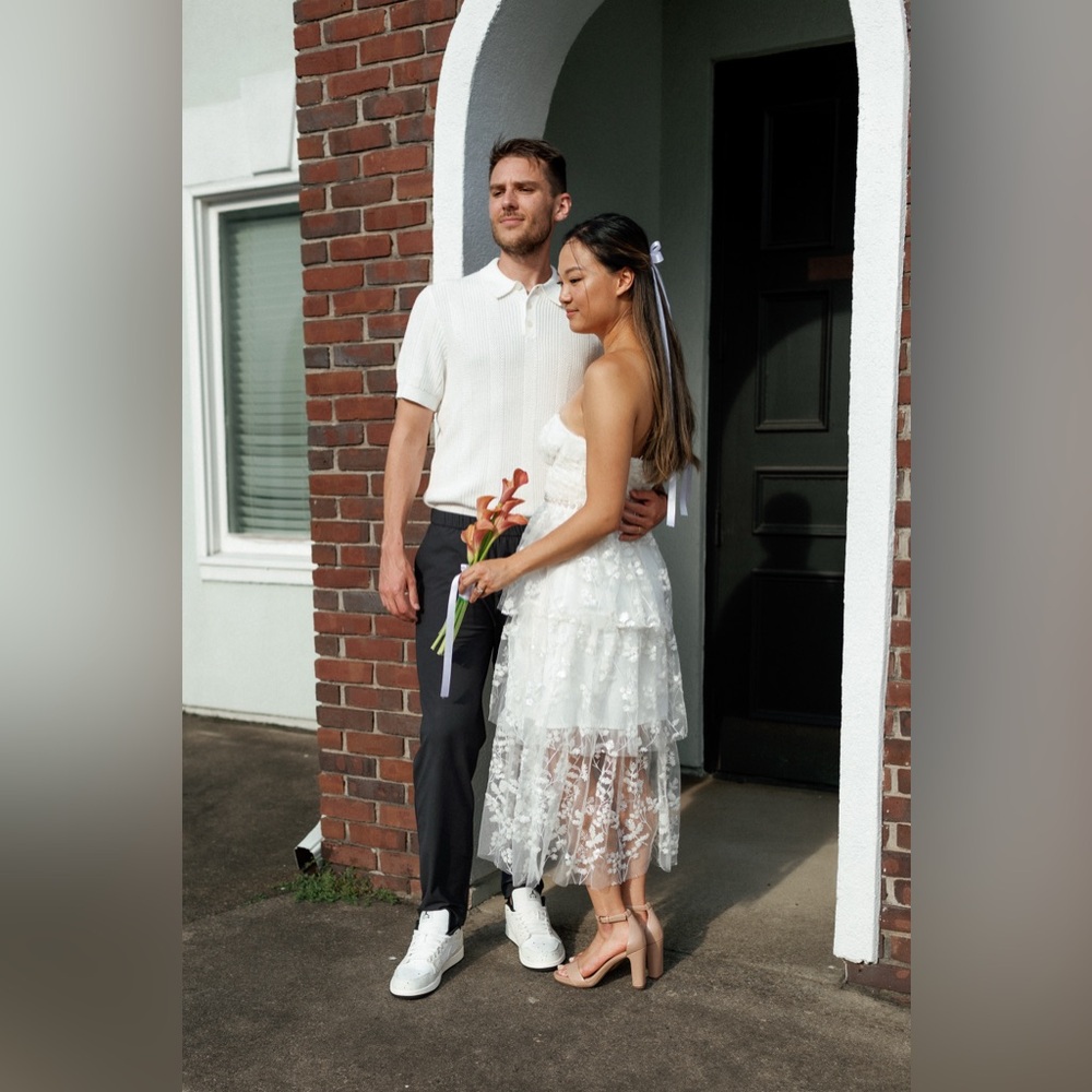 Self Portrait Ivory Blossom Sequin Tiered Midi Dress Size US6